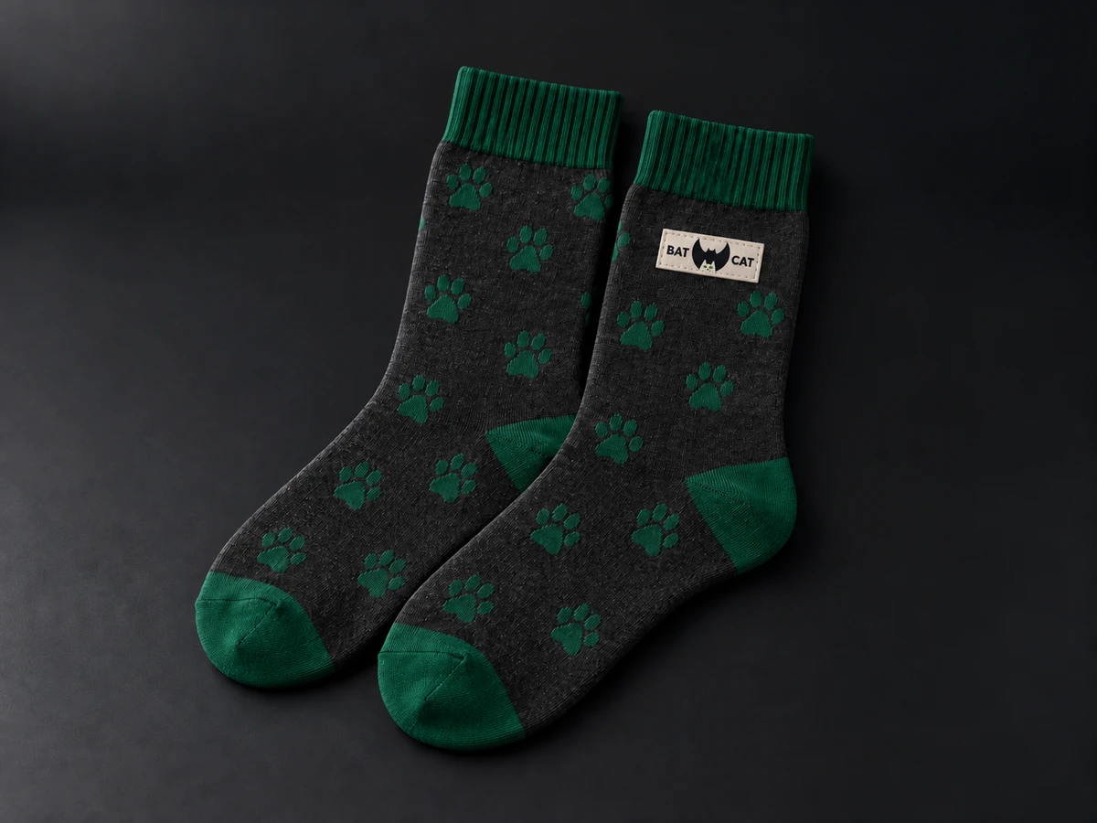 Preview of the BatCat paws-up socks